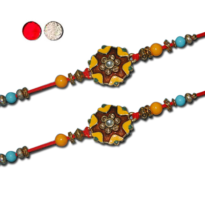 "Zardosi Rakhi - ZR-5310 A-code 071 (2 RAKHIS) - Click here to View more details about this Product